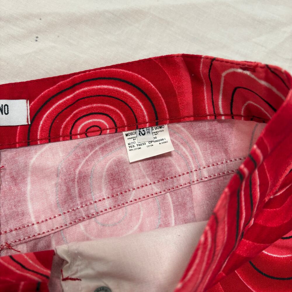 VTG 90's Red Moschino Peace Sign Jeans Grail SZ 32" - Picture 4 of 7
